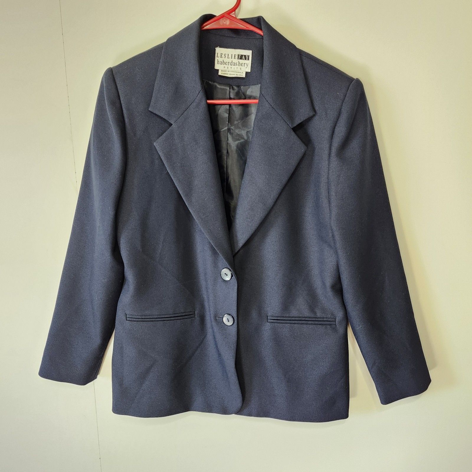 Vintage Leslie Fay Haberdashery Navy Blue Blazer Women’s Size 8p Lined Jacket